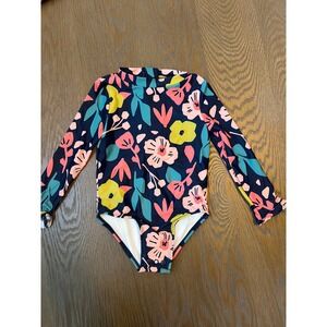 Simple Joys by Carters 2T Floral Long Sleeve Rash Guard Swimsuit Kids